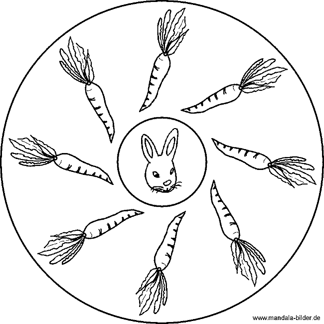 Mandala für Kinder zu Ostern - Ausmalbild Osterhase