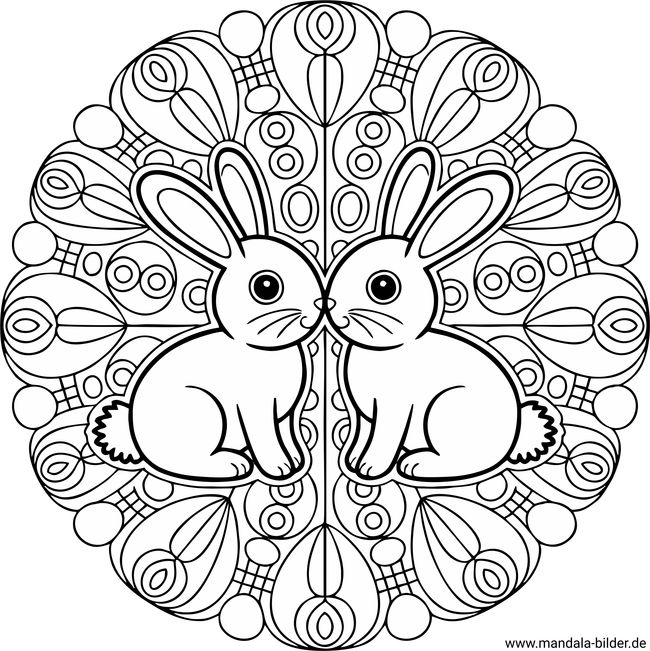 Oster Mandala mit zwei Hasen