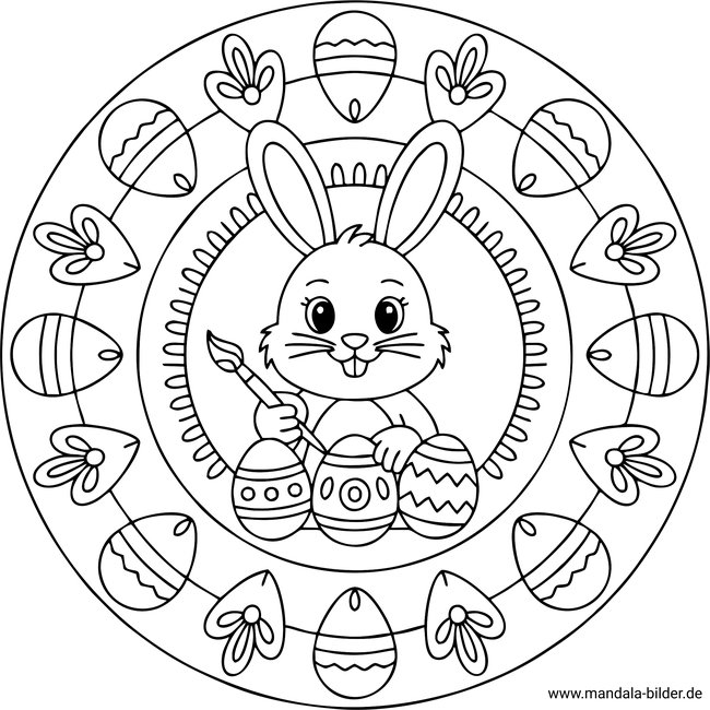 Osterhase und Ostereier zum Ausmalen Mandala für Kinder