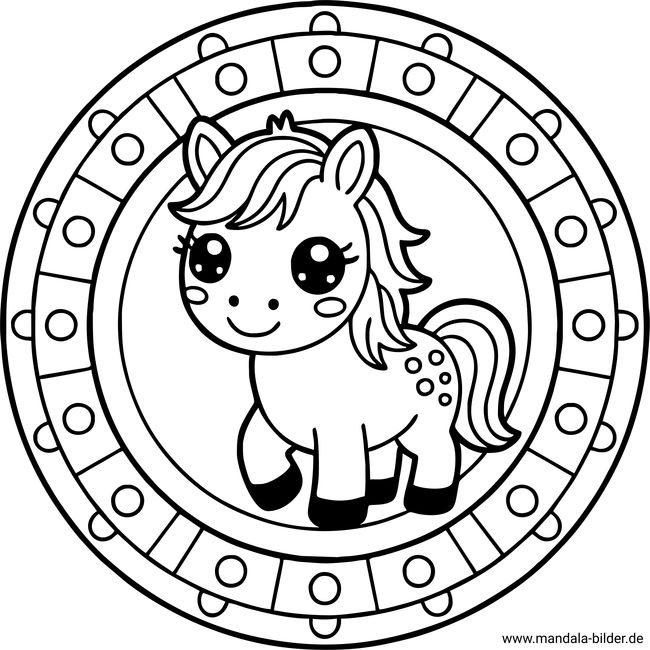 Kawaii Pferd Mandala für Kinder