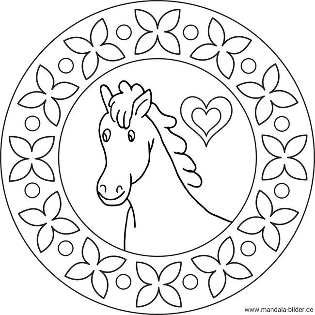 Mandala Pferd mit Herz