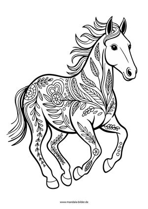Pferd galopp Mandala-Ausmalbild Erwachsene