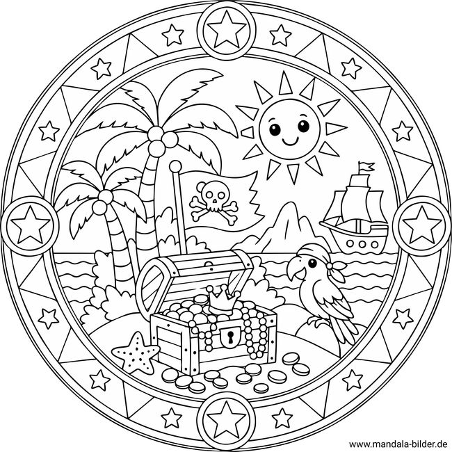 Piratenschatz als Mandala für Kinder