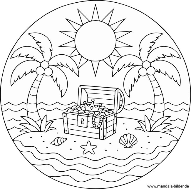 Schatzinsel Mandala Ausmalbild