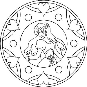 Mandala Ausmalbild mit einer Prinzessin