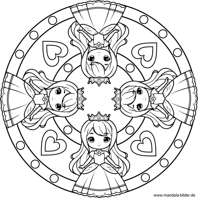 Mandala Prinzessin zum Ausdrucken