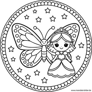 Prinzessin und Schmetterling Mandala für Mdchen