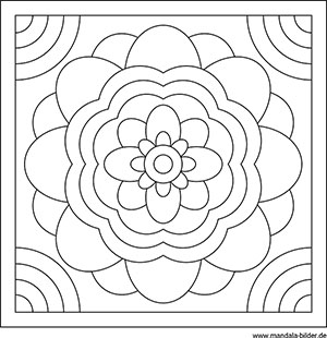 Quadratisches Mandala als Malvorlagen zum Ausdrucken