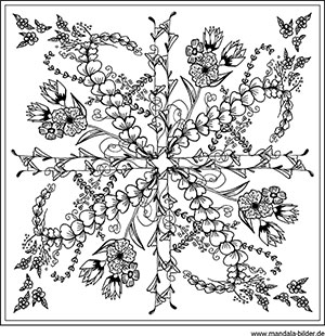 Quadratisches Mandala Natur Malvorlage