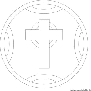 Mandala mit christlichen Symbolen - kostenlos Malvorlage