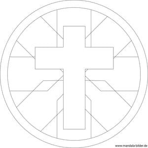 Mandala mit kirchlichen Symbolen - kostenloses Ausmalbild