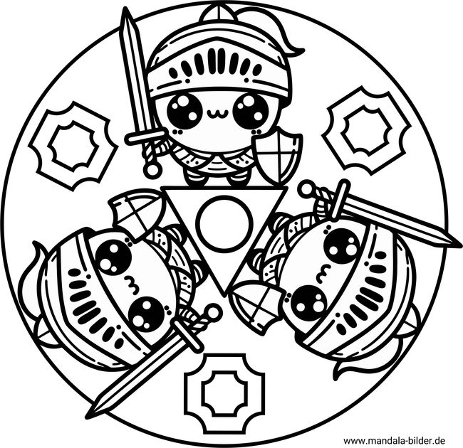 Kawaii Ritter Mandala für Kinder