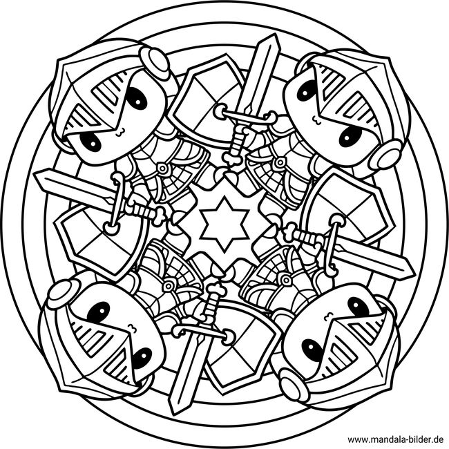 Kleiner Ritter Mandala Malvorlage