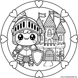 Mandala Malvorlage Ritter Ritterburg zum Malen