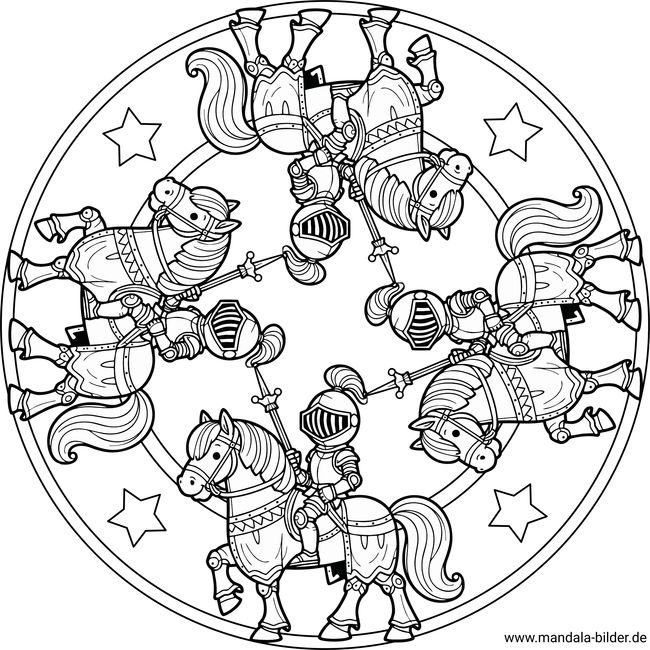 Ritter auf einem Pferd Mandala-Ausmalbild
