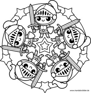 Ritter Mandala Ausmalbild für Kinder ausdrucken