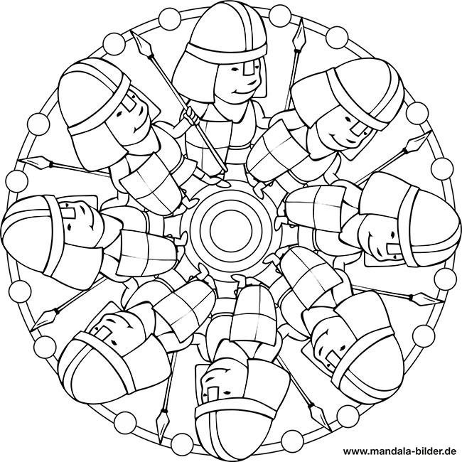 Ritter Kinder Mandala zum Ausdrucken