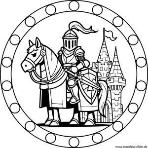 Ritter Pferd Burg Mandala Ausmalbild