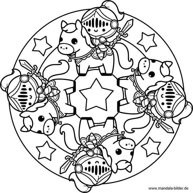 Ritter Pferd Mandala Ausmalbild