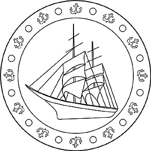 Segelschiff - Mandala Ausmalbild