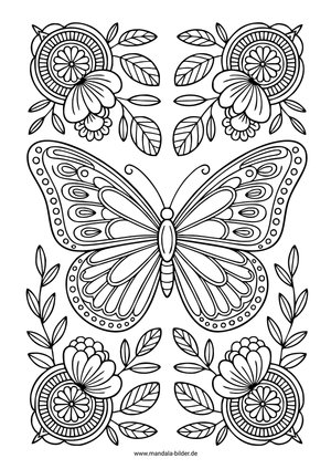 Mandala Schmetterling Muster und Blumen für Erwachsene