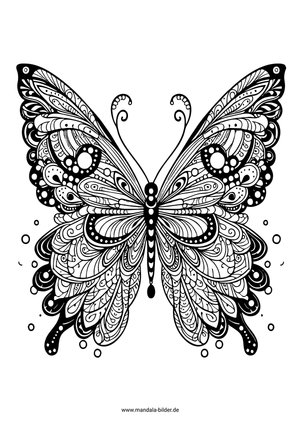 Schmetterling schwarz-weiß mit Muster Ausmalbild für Erwachsene