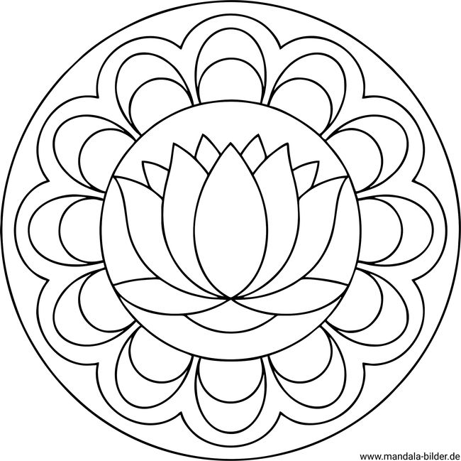 Einfaches Mandala mit Lotusblume für Senioren