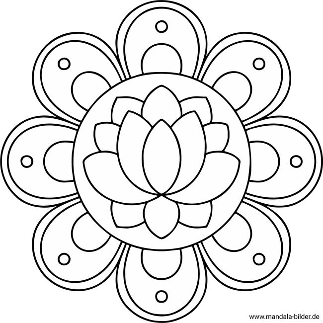 Mandala Ausmalbild für Senioren große Blume
