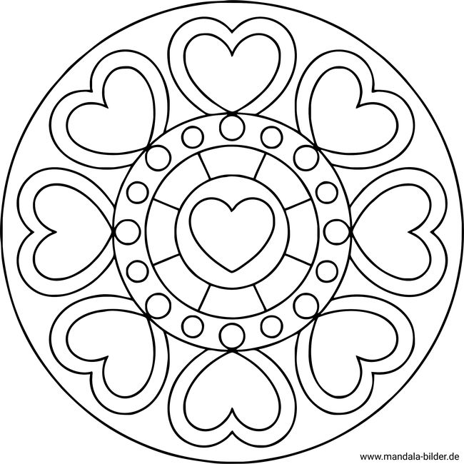 Mandala Herzen für Senioren einfach
