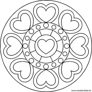 Mandala mit Herzen Senioren Ausmalbild einfach
