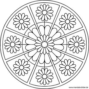 Senioren Mandala Ausmalbild kleine Blumen