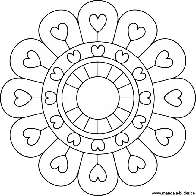 Senioren Mandala mit Herzen einfaches Muster