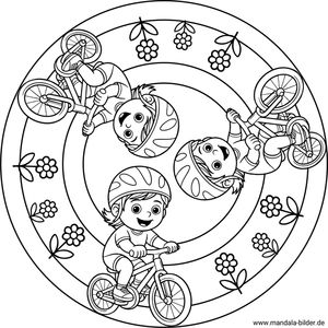 Fahrradfahren Mandala-Ausmalbild