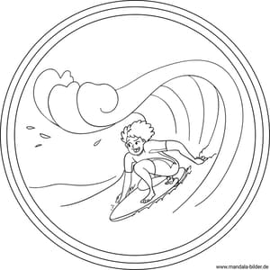 Mandala Surfen Sport - Malvorlage