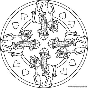 Reiten Mädchen Mandala Malbild