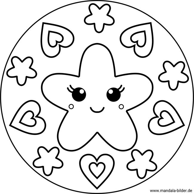 Kawaii Stern Mandala Ausmalbild