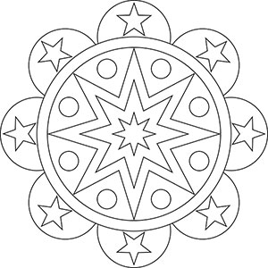 Ausmalbild Sterne Mandala
