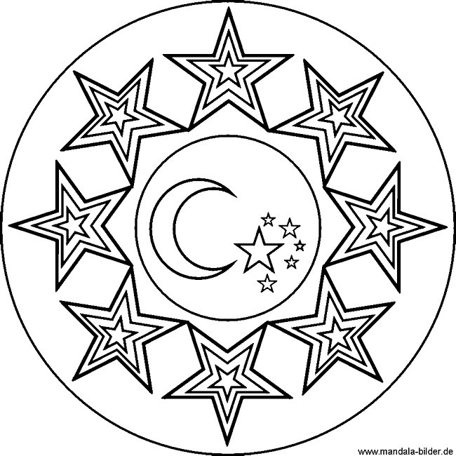 Mandala - Mond und Sterne