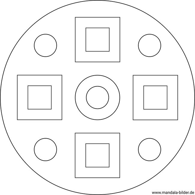 Einfache geometrische Figuren Mandala zum Ausdrucken 1.Klasse