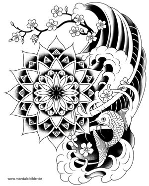 Japanische Tattoo-Vorlage schwarz weiß kostenlos