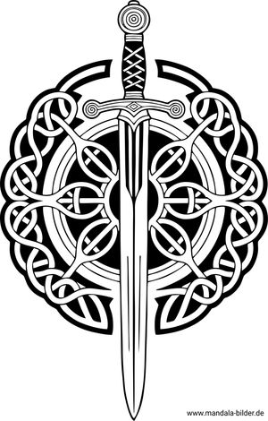 Keltisches Tattoo Schwert und Mandala
