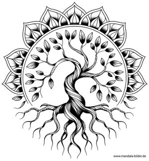 Tattoo Lebendsbaum mit einem Mandalarahmen