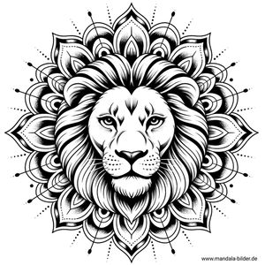 Tattoo Vorlage Mandala mit einem Löwenkopf