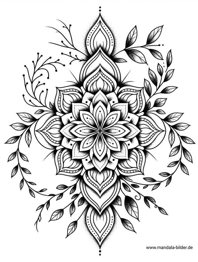Tattoo Vorlage Mandala mit Ranken