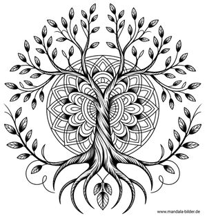 Tattoo Vorlage Mandalat und ein wunderschöner Lebensbaum kostenlos