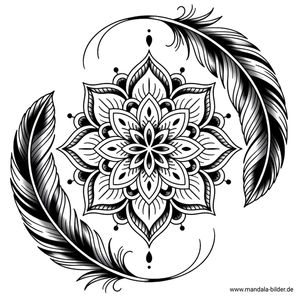 Tattoovorlage Mandala mit Federn