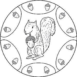 Eichhörnchen - Mandala und Ausmalbild