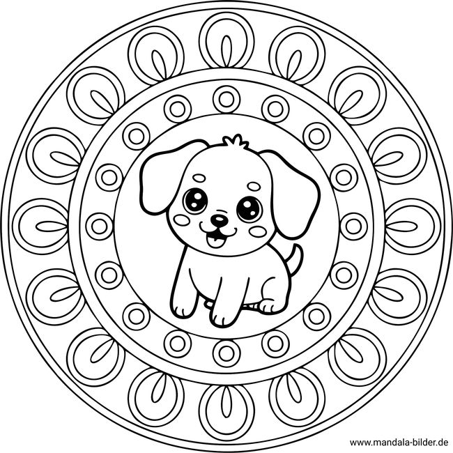 Hund Mandala-Ausmalbild für Kinder