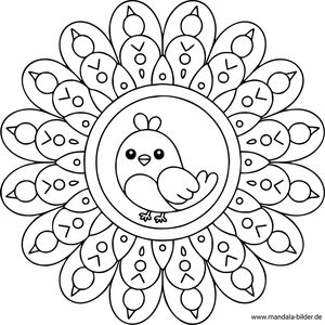 Vogel Mandala Ausmalbild Kinder drucken und malen