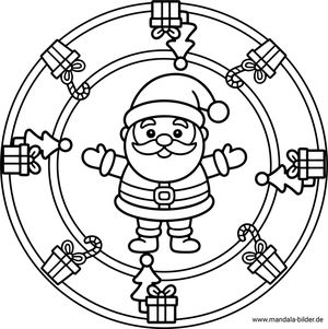 Mandala Santa Clause zum Ausdrucken